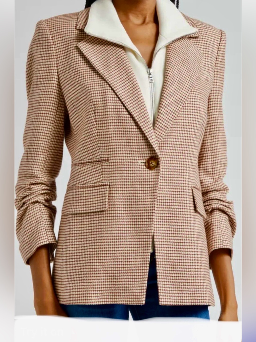 Veronica Beard New Battista Houndstooth Check Dickey Jacket Blazer $748 Size 4